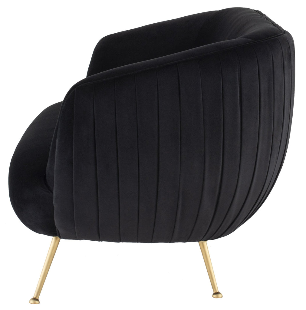 Sofia Sofa - Black with Brushed Gold Legs