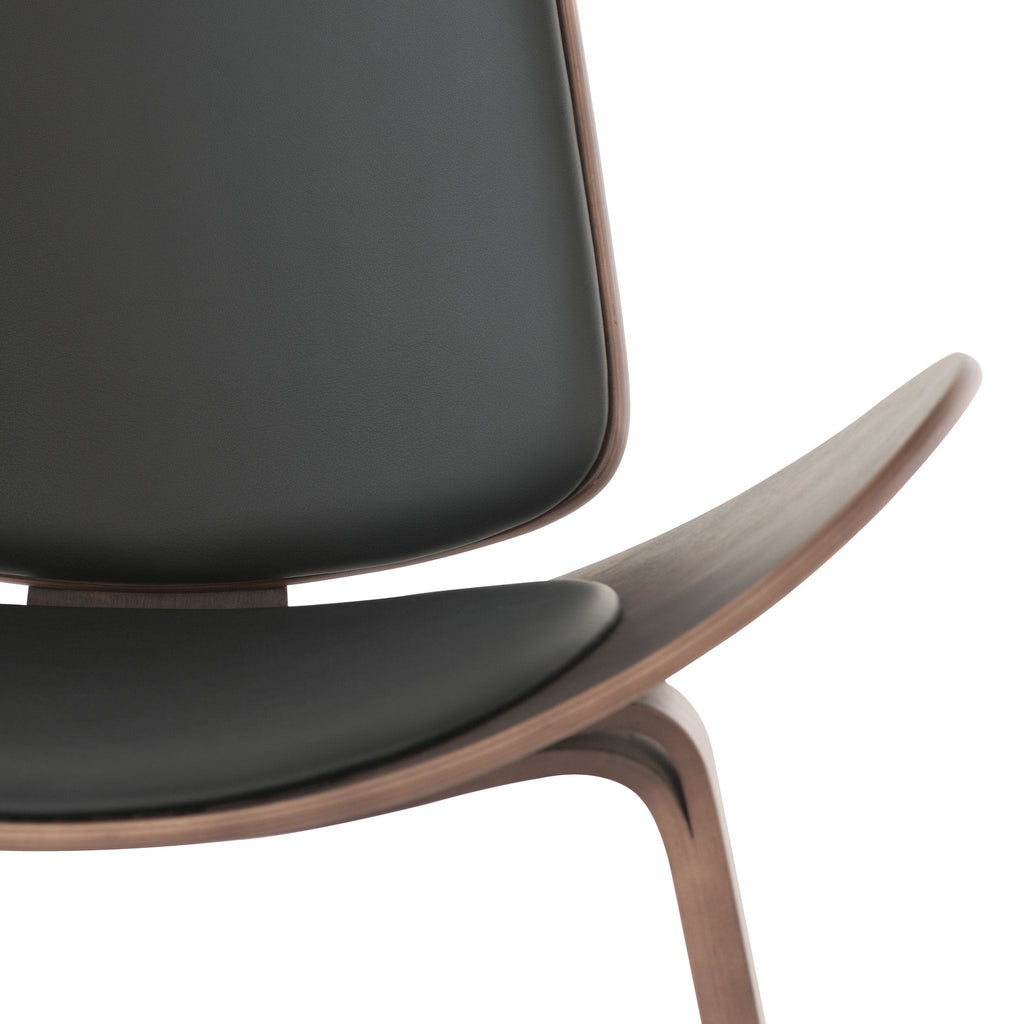 Artemis Occasional Chair - Black with Dark Walnut Veneer Wood Frame