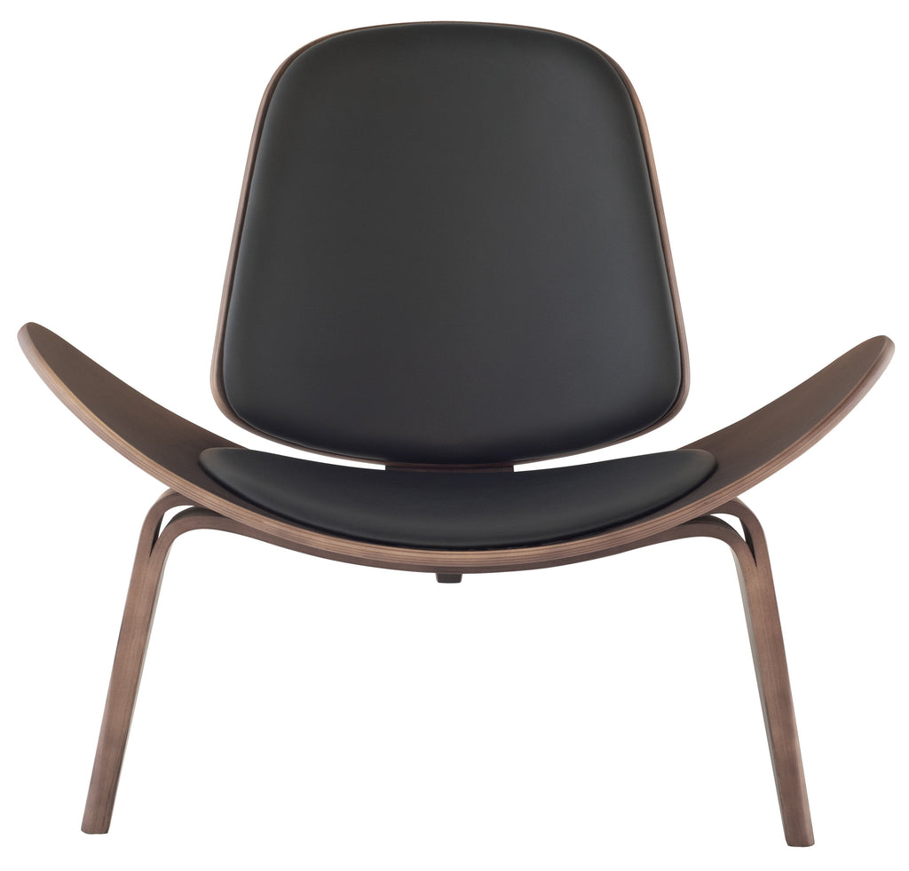 Artemis Occasional Chair - Black with Dark Walnut Veneer Wood Frame