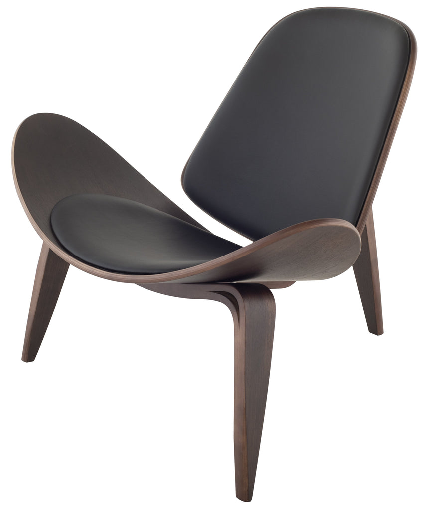 Artemis Occasional Chair - Black with Dark Walnut Veneer Wood Frame