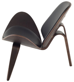 Artemis Occasional Chair - Black with Dark Walnut Veneer Wood Frame