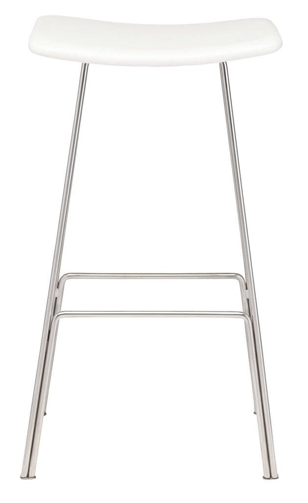 Kirsten Bar Stool - White with Polished Stainless Frame