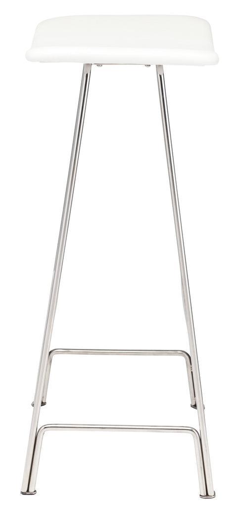 Kirsten Bar Stool - White with Polished Stainless Frame