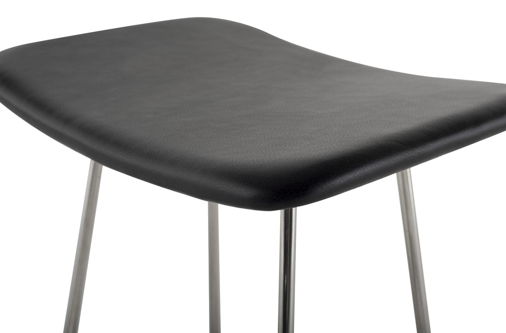 Kirsten Bar Stool - Black with Polished Stainless Frame