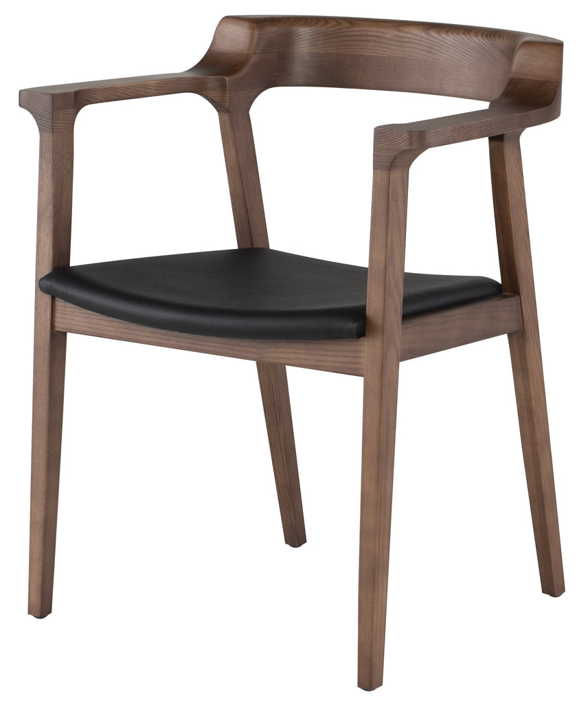 Caitlan Dining Chair - Black with Walnut Stained Ash Frame