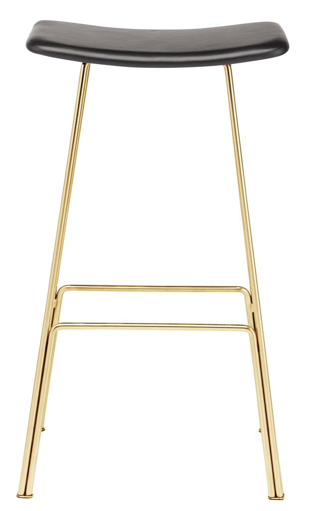 Kirsten Bar Stool - Black with Polished Gold Frame