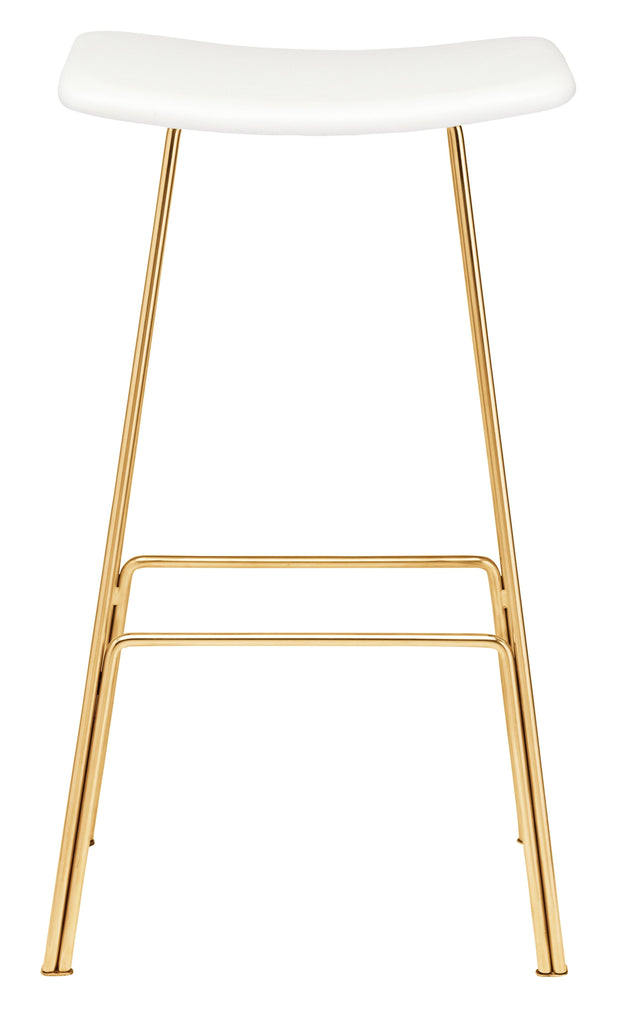 Kirsten Bar Stool - White with Polished Gold Frame