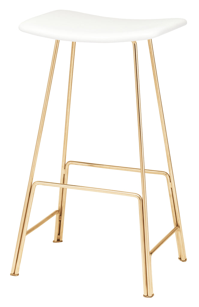 Kirsten Bar Stool - White with Polished Gold Frame