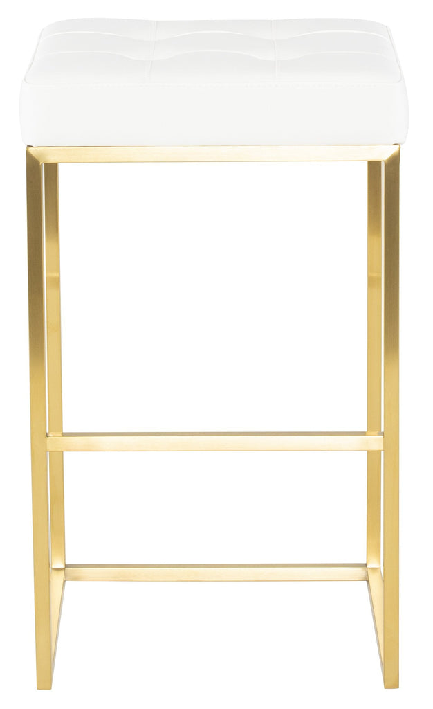 Chi Bar Stool - White with Brushed Gold Frame