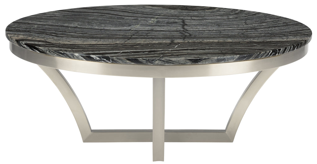 Aurora Coffee Table - Black Wood Vein with Polished Stainless Base