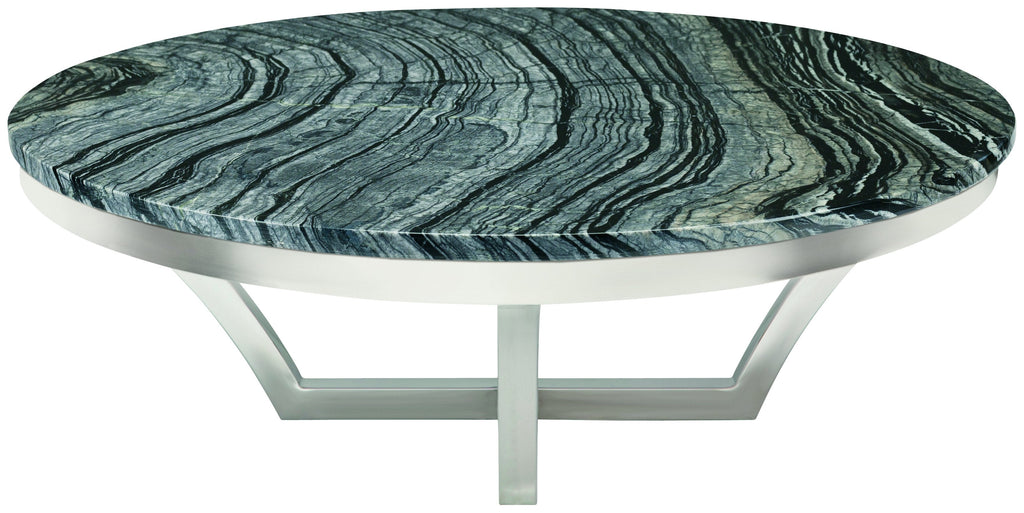 Aurora Coffee Table - Black Wood Vein with Polished Stainless Base