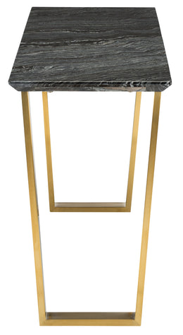 Catrine Console Table - Black Wood Vein with Brushed Gold Legs