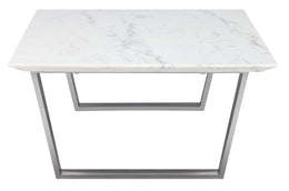 Catrine Coffee Table - White with Polished Stainless Legs