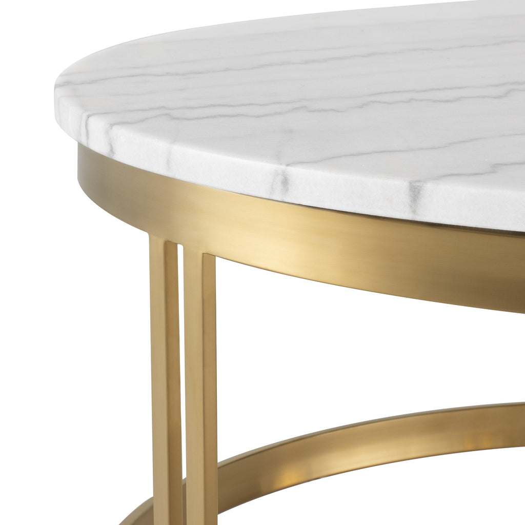 Nicola Coffee Table - White with Brushed Gold Base