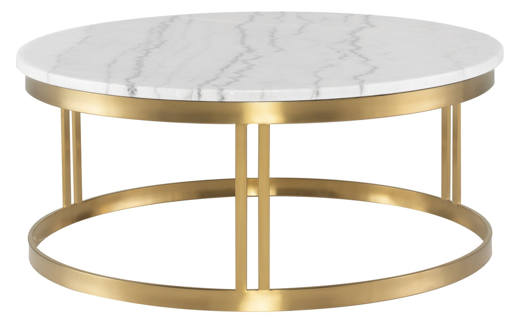 Nicola Coffee Table - White with Brushed Gold Base