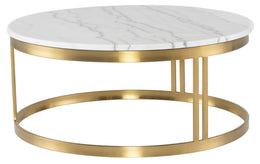 Nicola Coffee Table - White with Brushed Gold Base