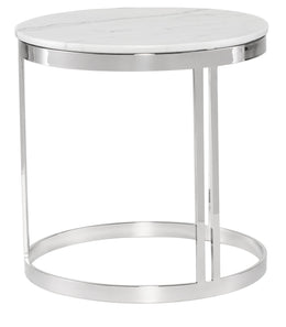 Nicola Side Table - White with Polished Stainless Base