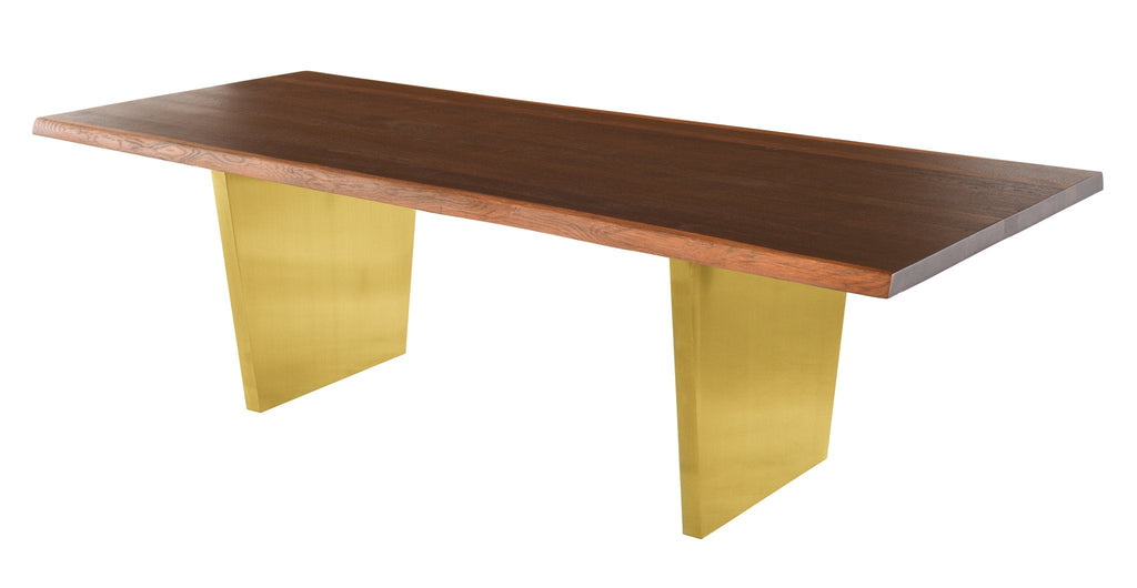 Aiden Dining Table - Seared with Brushed Gold Legs, 78in