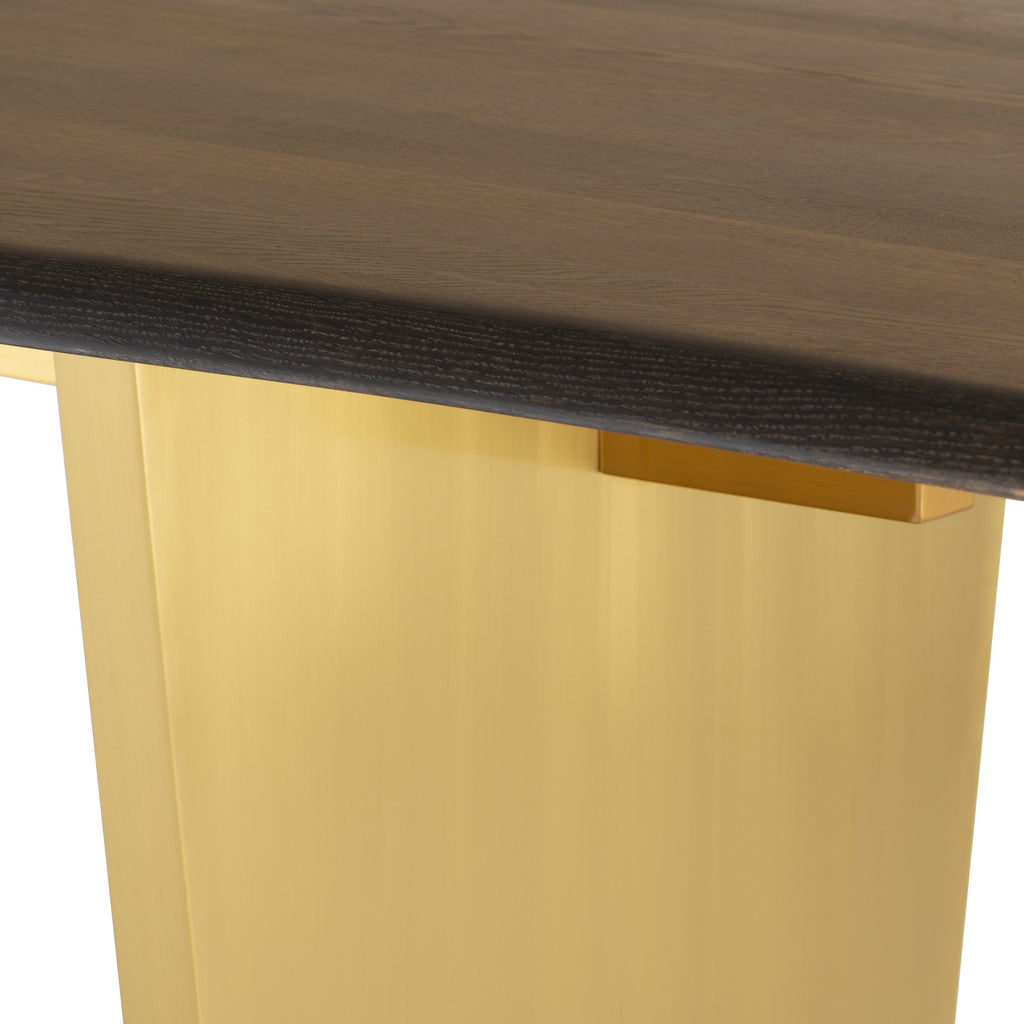 Aiden Dining Table - Seared with Brushed Gold Legs, 112in
