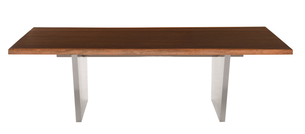 Aiden Dining Table - Seared with Brushed Stainless Legs, 78in