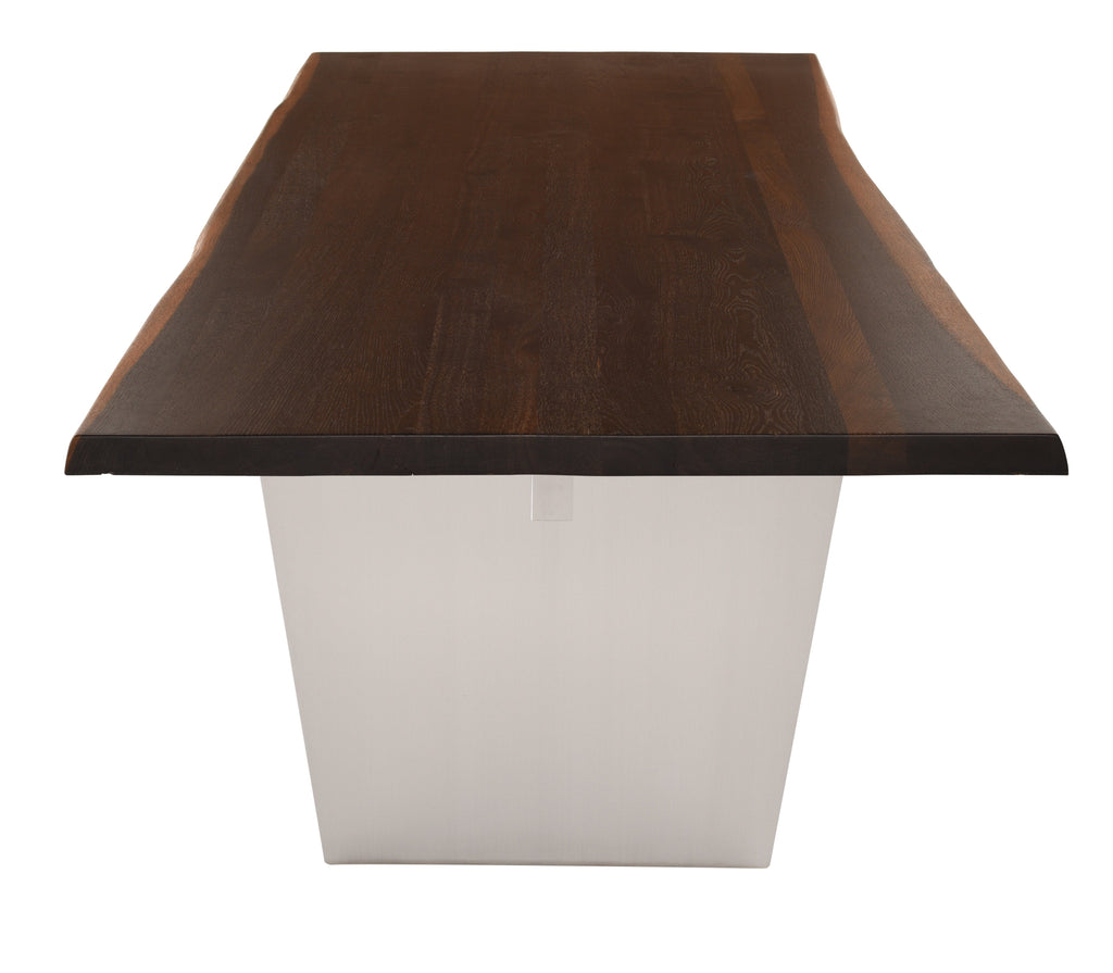 Aiden Dining Table - Seared with Brushed Stainless Legs, 78in