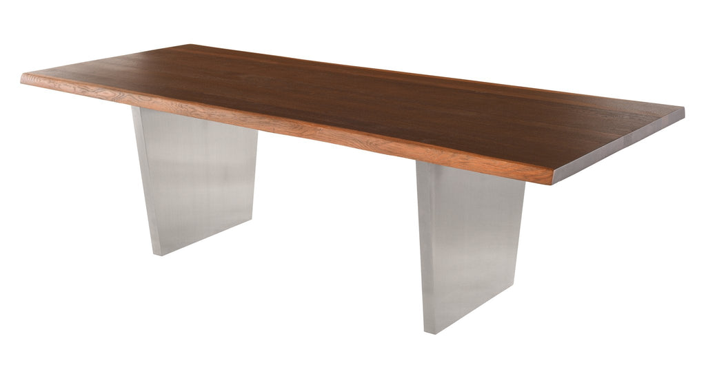 Aiden Dining Table - Seared with Brushed Stainless Legs, 78in