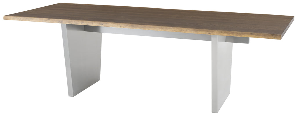 Aiden Dining Table - Seared with Brushed Stainless Legs, 96in