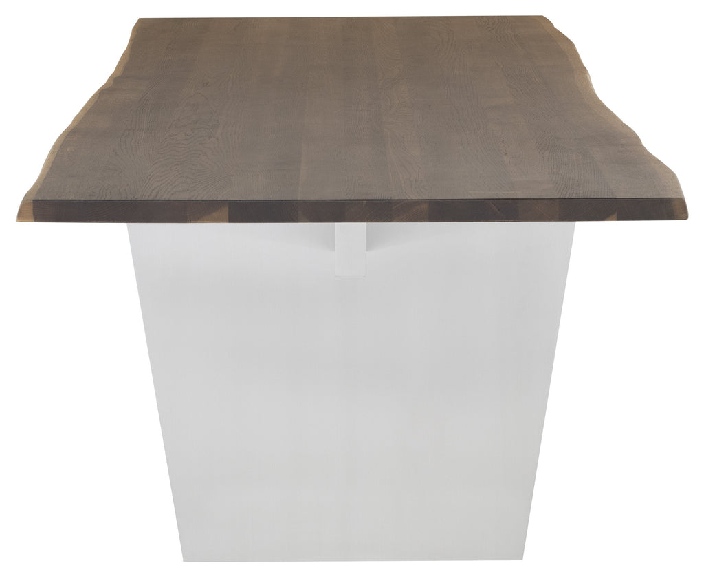 Aiden Dining Table - Seared with Brushed Stainless Legs, 96in