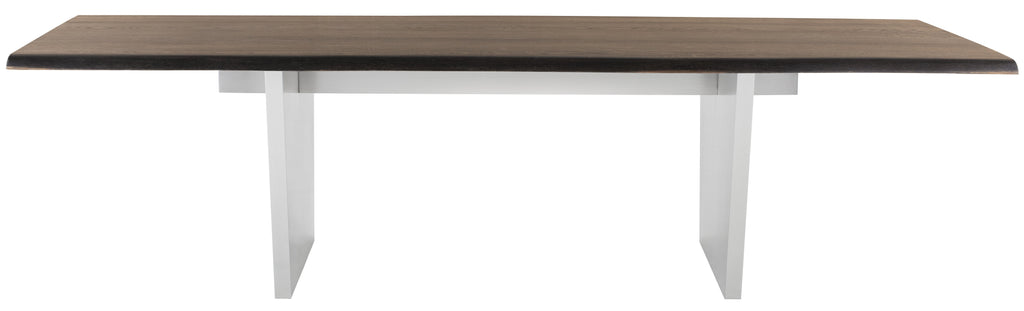 Aiden Dining Table - Seared with Brushed Stainless Legs, 112in