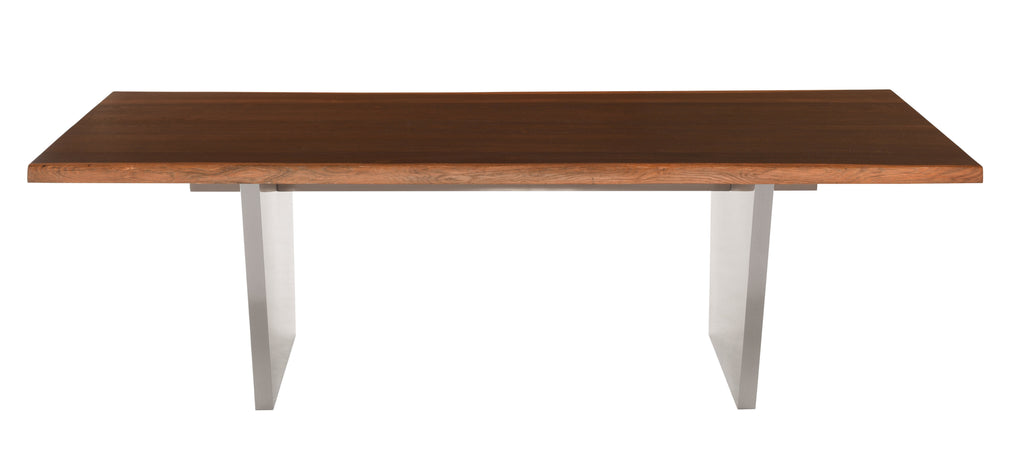 Aiden Dining Table - Seared with Brushed Stainless Legs, 112in