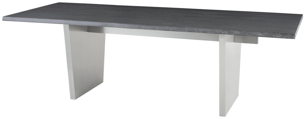 Aiden Dining Table - Oxidized Grey with Brushed Stainless Legs, 96in
