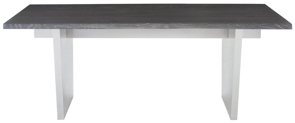 Aiden Dining Table - Oxidized Grey with Brushed Stainless Legs, 78in