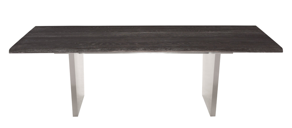 Aiden Dining Table - Oxidized Grey with Brushed Stainless Legs, 78in