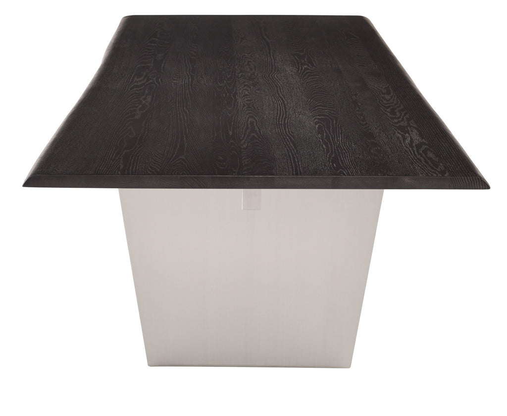 Aiden Dining Table - Oxidized Grey with Brushed Stainless Legs, 78in