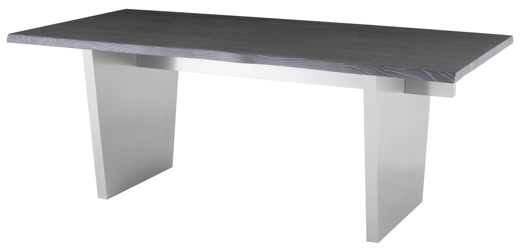 Aiden Dining Table - Oxidized Grey with Brushed Stainless Legs, 78in