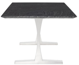 Toulouse Dining Table - Black Wood Vein with Polished Stainless Legs