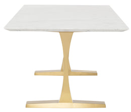 Toulouse Dining Table - White with Brushed Gold Legs