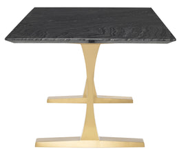 Toulouse Dining Table - Black Wood Vein with Brushed Gold Legs