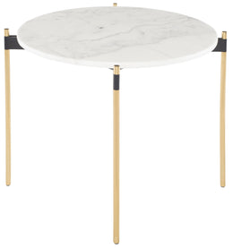 Pixie Side Table - White with Brushed Gold Legs