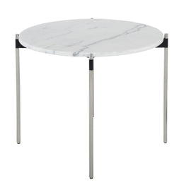 Pixie Side Table - White with Brushed Stainless Legs