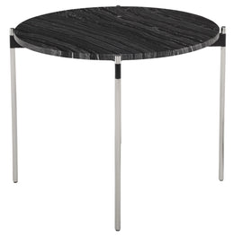 Pixie Side Table - Black Wood Vein with Brushed Stainless Base