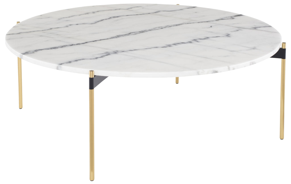 Pixie Coffee Table - White with Brushed Gold Legs