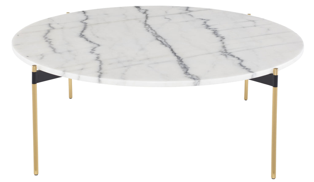 Pixie Coffee Table - White with Brushed Gold Legs