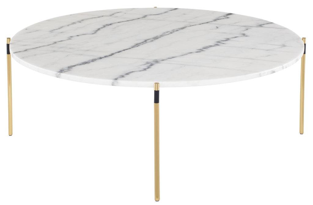 Pixie Coffee Table - White with Brushed Gold Legs