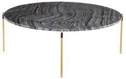 Pixie Coffee Table - Black Wood Vein with Brushed Gold Legs