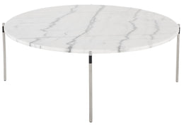 Pixie Coffee Table - White with Brushed Stainless Legs