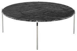 Pixie Coffee Table - Black Wood Vein with Brushed Stainless Legs