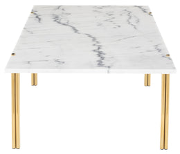 Sussur Coffee Table - White with Polished Gold Base