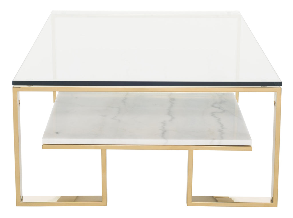 Tierra Coffee Table - White with Polished Gold Base