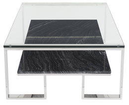 Tierra Coffee Table - Black Wood Vein with Polished Stainless Base